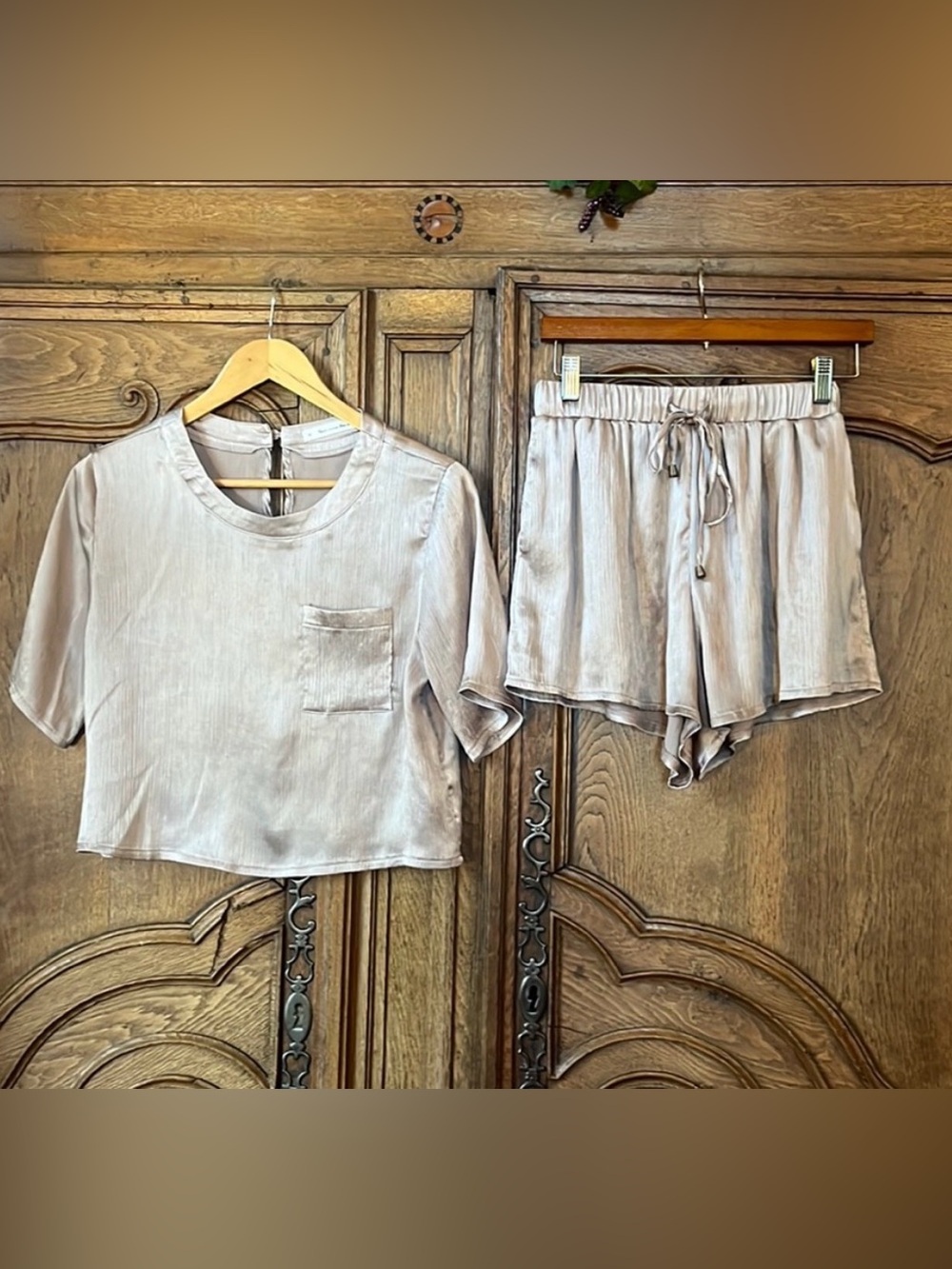 Here Comes The Sun Taupe Silk Like Set